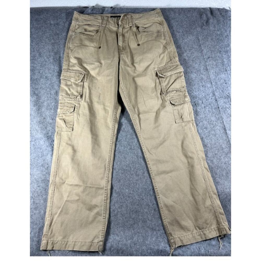 VTG 90s Rocawear Cargo Pants Mens 36 Khaki Multi Pocket Gorpcore Utility Skater